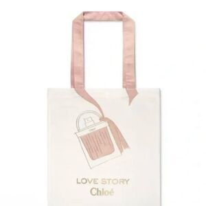 NWT Chloe Cream and Pink Tote Bag with Graphic Design